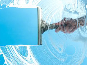 cleaning window with squeegee blue sky : Stockfoto oder Stockvideo und Fotos, Bilder, Stockmedien von rcfotostock | RC-Photo-Stock