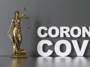 Sars-CoV-2 coronavirus which triggers the lung disease Covid-19 Statue of Justice - Lady Justice or Iustitia / Justitia the Roman Goddess of Justice : Stockfoto oder Stockvideo und Fotos, Bilder, Stockmedien von rcfotostock | RC-Photo-Stock